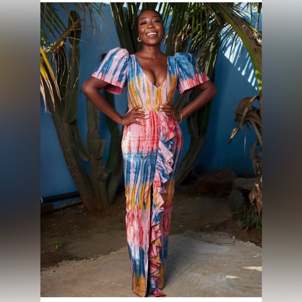 Sika Multicolor Cotton Tie-Dye Maxi Dress size UK6 / US size 2